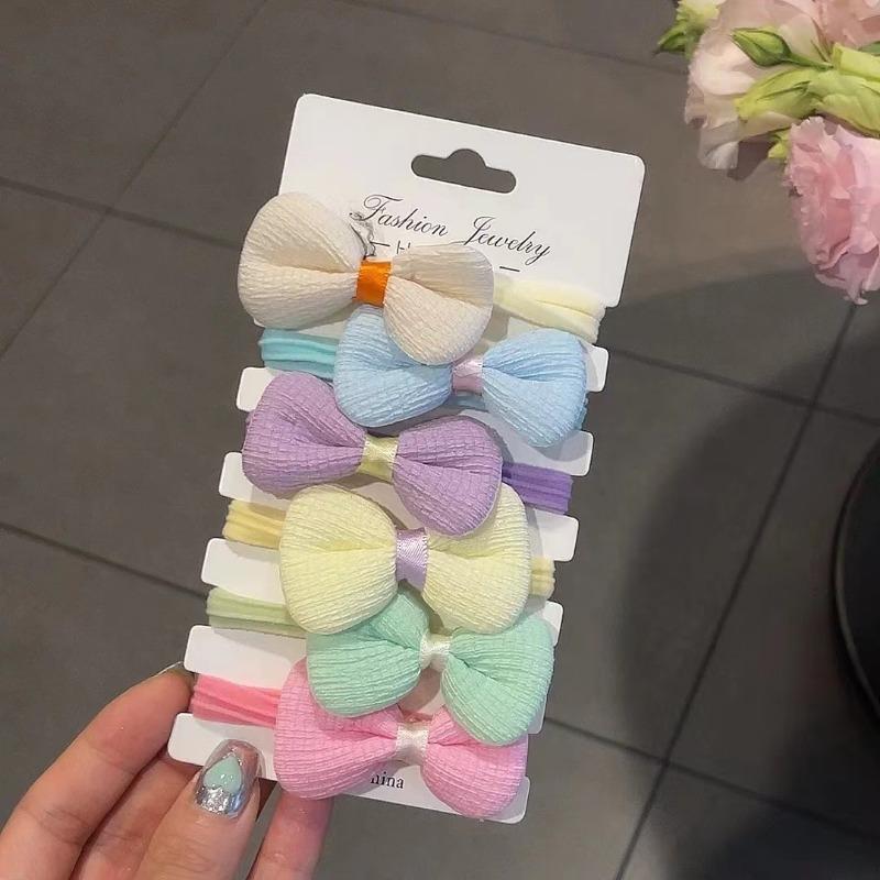 6 шт. Детская повязка на голову с бантом и цветком для девочки, эластичная резинка для принцессы, кофейного цвета, детские аксессуары для волос