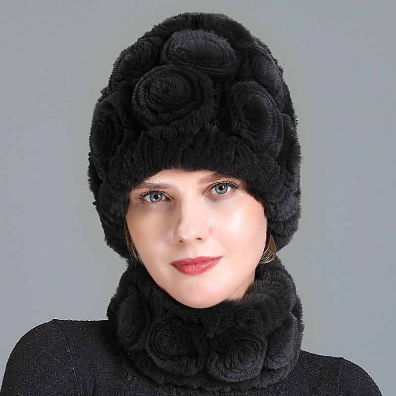 QT-078 Взрослая шапка QT-078 Шапка вязаная Qiu Pongfan женская меховая универсальная ручной вязки тай-дай с помпоном сочетание цветов