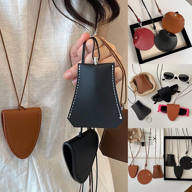 Сумка для хранения очков, подвеска, унисекс, кожаный чехол, солнцезащитные очки, брелок, цепочка, портативная, цветная сумка для чтения, ожерелье
