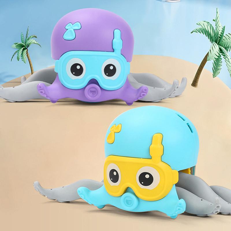 Осьминог Водные Игры Игрушка для Ванной для Младенцев и Малышей Плавающая и Ползающая Фиолетовый Синий Пластик