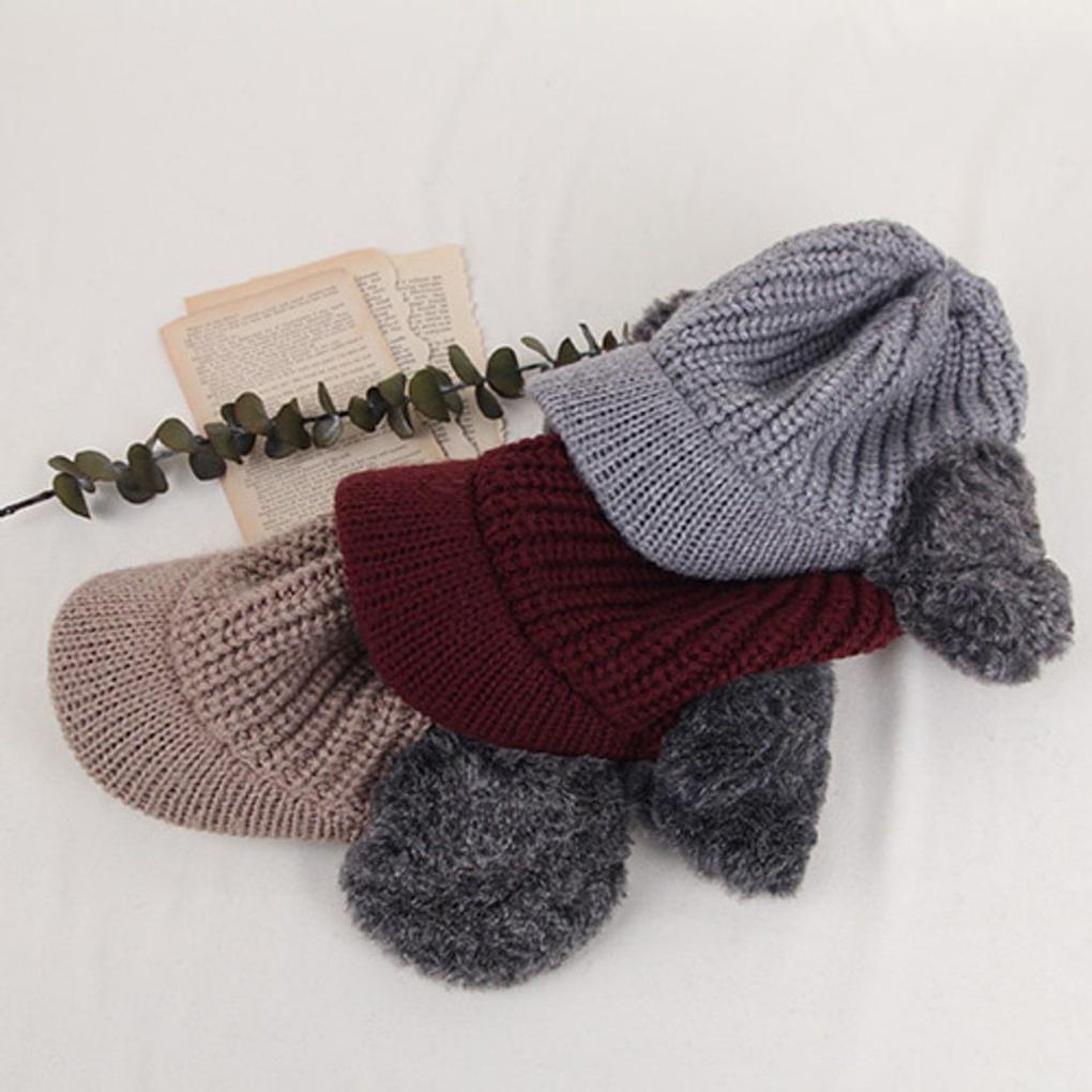 Women's and Men's Winter Boho Knit Cap Earflap Fur Hat Trapper Hat