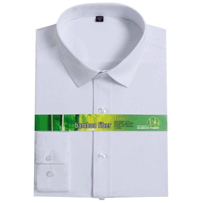 Мужская приталенная рубашка с длинным рукавом из бамбукового волокна 2025 - Удобная, не требующая глажки, деловая рабочая одежда