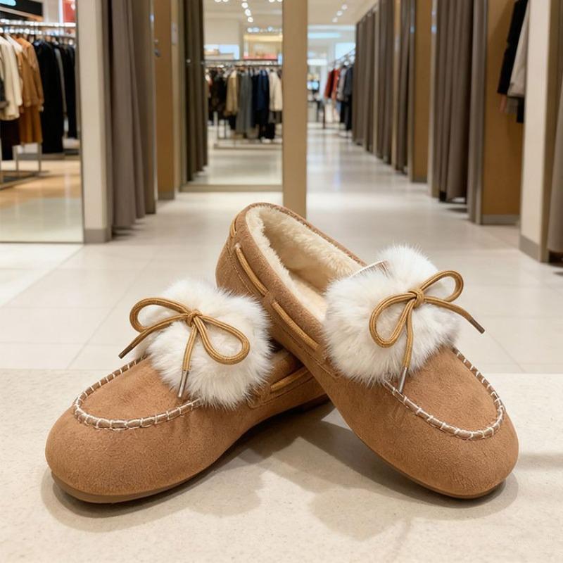 Теплые дутики на мягкой подошве для женской зимы, бархатные, новые, универсальные, на толстой подошве, пушистые туфли-однопедальки для женской верхней одежды