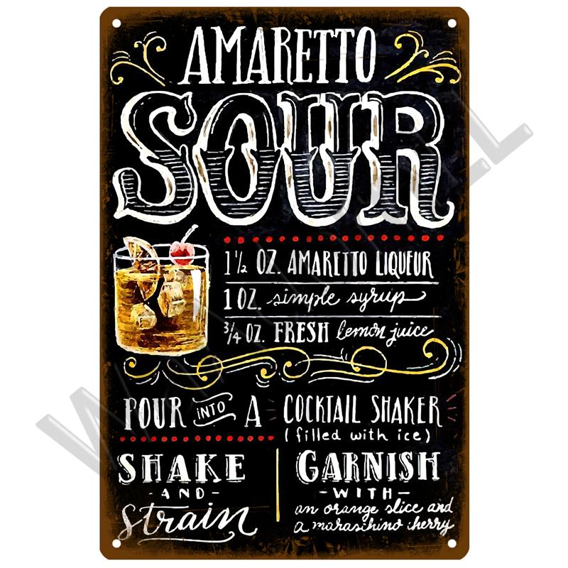 Metal Sign Vintage Tin Sign Cocktail Plate Decorative Poster Plaque Retro Bar Kitchen Home Wall Decor Bar Pub Club Art Man Cave