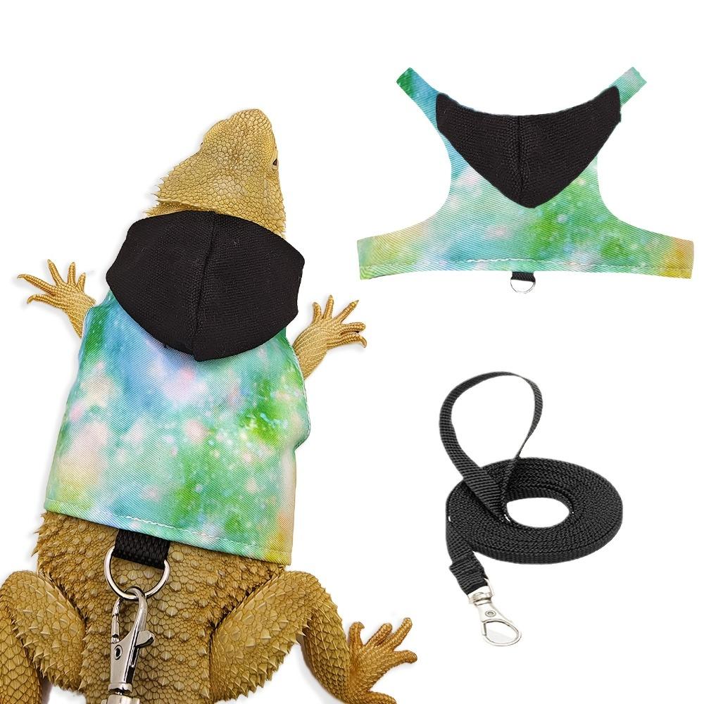 Canvas Bearded Dragon Lizard Hoodie Colorful Lizard Harness Vest Walking