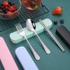 Портативный набор столовых приборов из нержавеющей стали вилка ложка палочки для еды с коробкой походная посуда для путешествий походы кухонная посуда