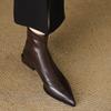 Остроносые Эластичные Узкие Ботильоны для Женщин, Осенне-Зимние Новые Ботильоны на Толстом Каблуке для Женщин, Ретро Коричневые Ботинки Челси