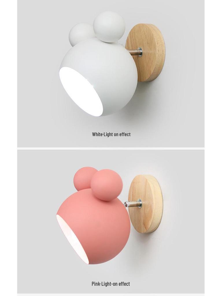 Скандинавский настенный светильник Микки: Милый дизайн макарон для детской спальни или прикроватной тумбочки, стиль освещения старинного города