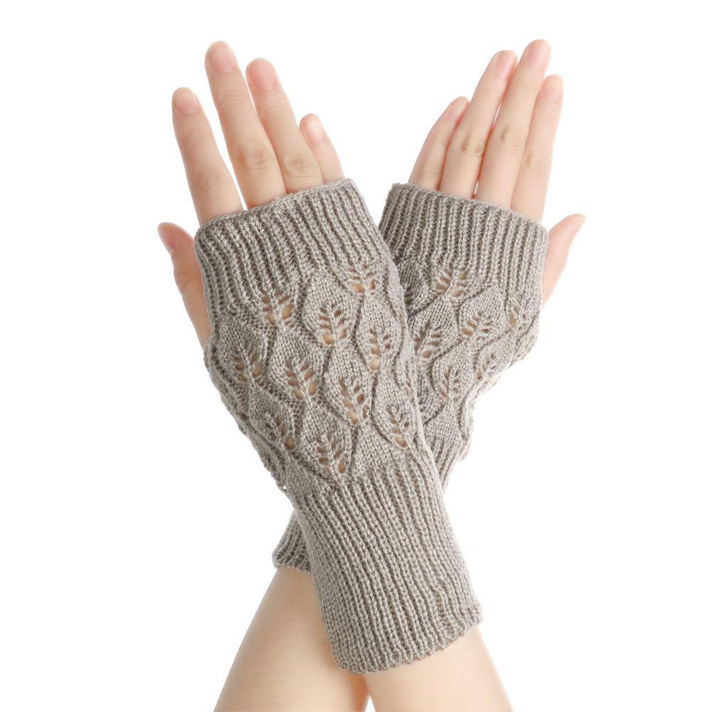 Protable Winter Autumn Warm Wool Exposed Finger Wrist Gloves Half Mitten Knitted Wool Glove