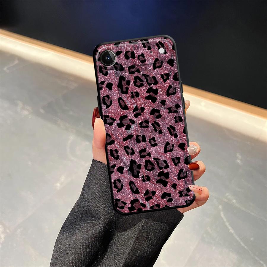 Чехол для iPhone XR 7 8 17Air 15 16 14 Plus 13 12 11 17 Pro Max XS Max Черный Мягкий Чехол для Телефона Мультяшный Узор с Принтом Леопарда