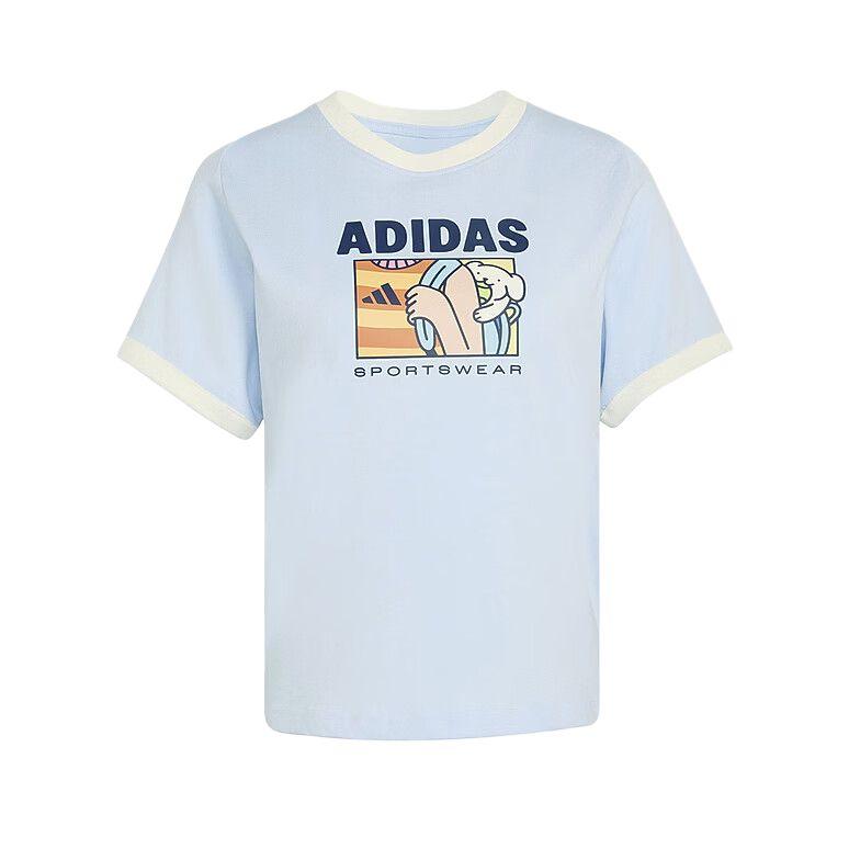 adidas Футболки женские синие с круглым вырезом умеренные KC8602