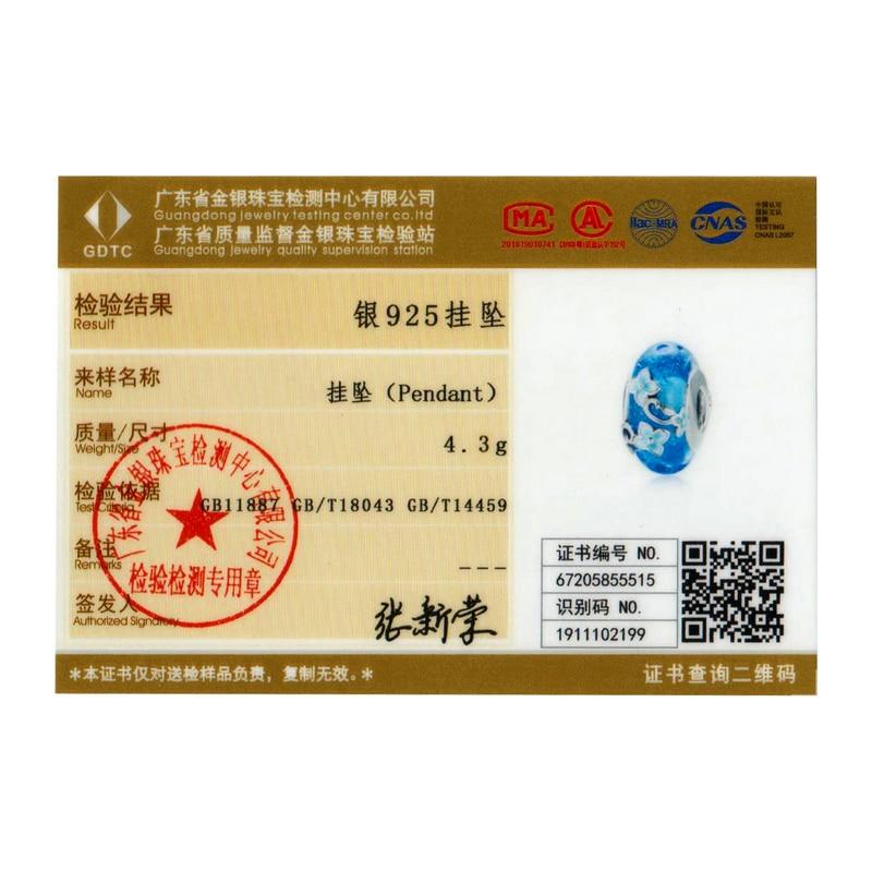 BAMOER синий стеклянный шарик ручной работы секретный садовый цветок гортензии для женщин оригинальный браслет 925 серебряные украшения