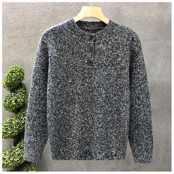 Американский ретро вязаный свитер мужской свободный весна и осень высококачественный круглый вырез новый теплый однотонный рубашка для мужчин