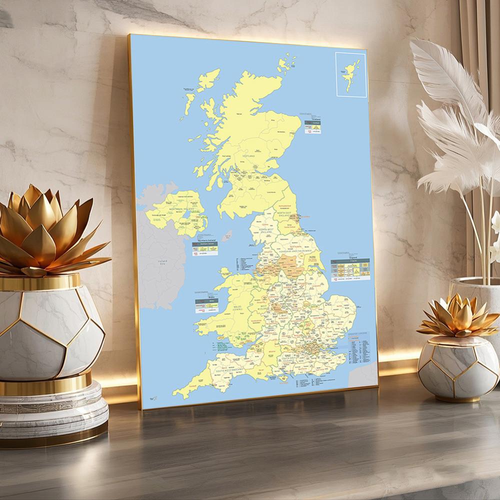 Настенная карта Карта Соединенного Королевства с подробными регионами Печатный художественный плакат Без рамы для декора Подарок Настенные дорожные принадлежности
