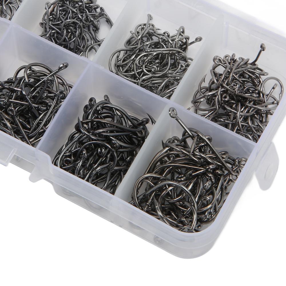 500PCS High Carbon Steel Carp Fishing Hooks 10 Sizes Fly Fishing Hooks  Catfish Fishing