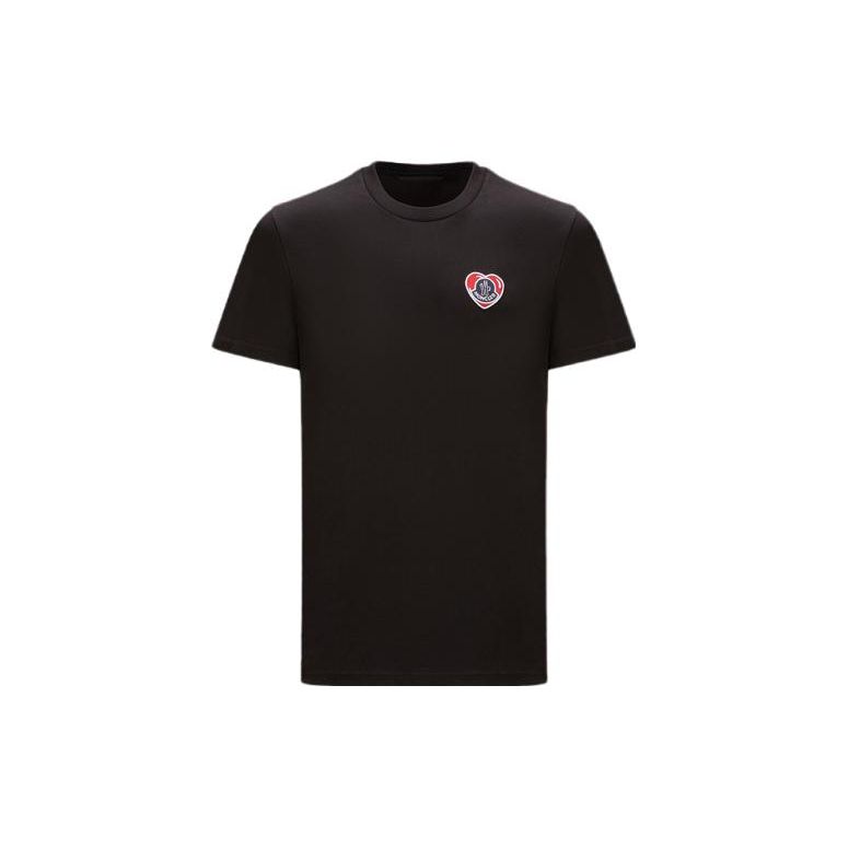 Moncler Мужская футболка с круглым вырезом и логотипом, короткий рукав, топ, черный I20918C000418390T999