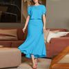 Women Short Sleeve Blouse and Fishtail Skirts Summer Two Piece Suit Sets