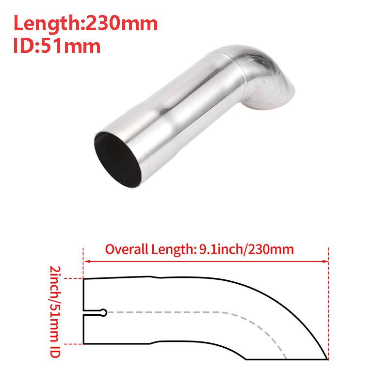 X Autohaux 51mm ID Inlet Turn Down Exhaust Tip T304 Stainless Steel Mandrel Bend Elbow Tube 230mm Length 125 Degree for Car