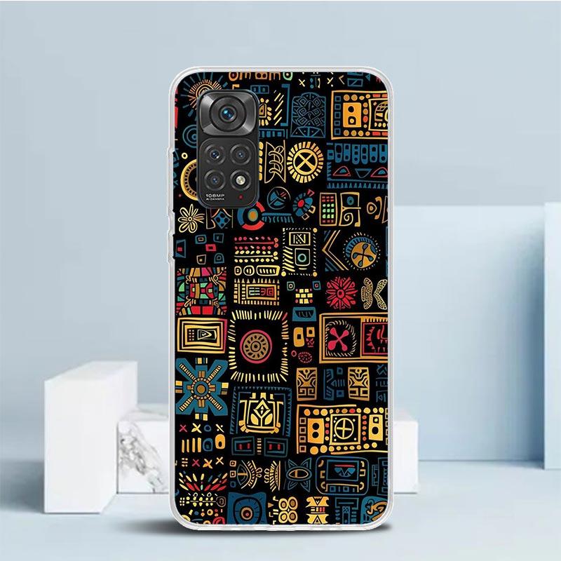 African Style Fabric Pattern Soft Cover for Xiaomi Redmi Note 15 14 13 12 Pro Plus Phone Case 14S 11S 11T 11E 10S 10 4G Pattern