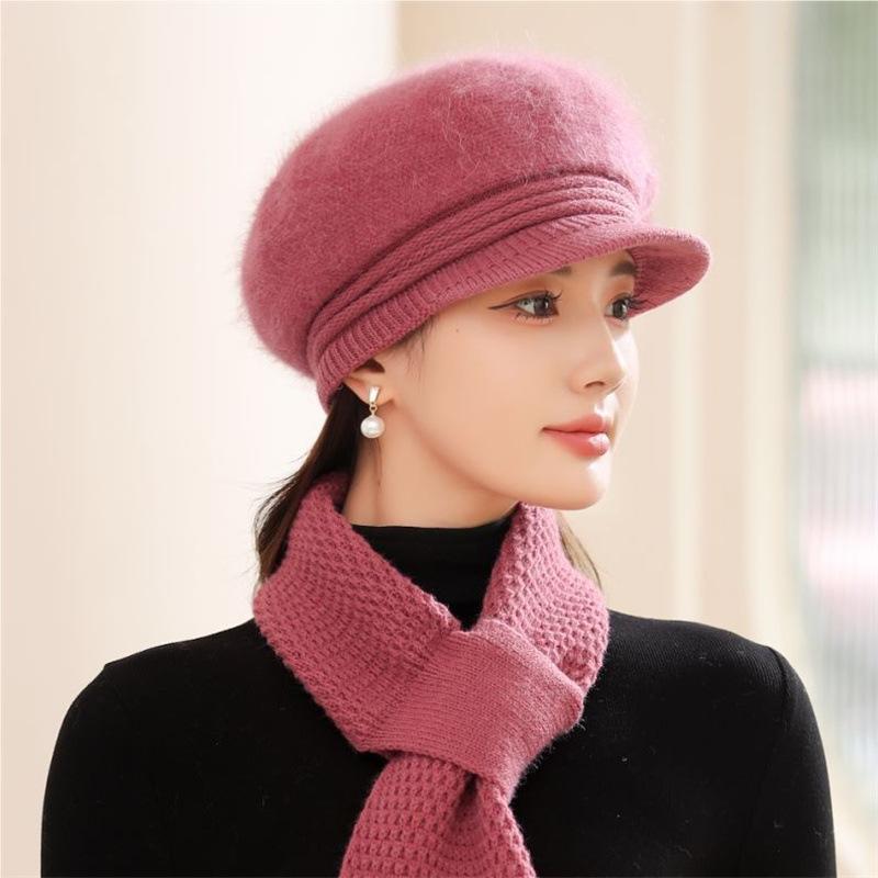 Шапка женская осенне-зимняя утепленная шапка модная защитная шапка для ушей плюшевая универсальная шерстяная шапка вязаная шапка