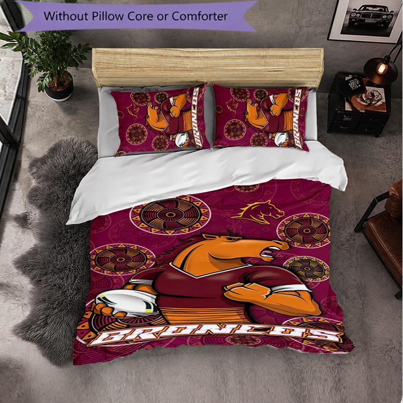 Brisbane Broncos Pattern Microfiber 3Pcs Bedding Set Decor Duvet Cover Set For Bedroom Home Use