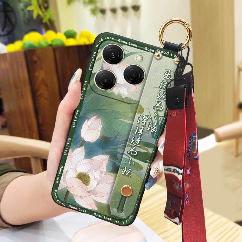 Durable Back Cover Phone Case For Tecno Spark20 Pro/KJ6 Shockproof Waterproof Fashion Ring Phone Holder Chinese style
