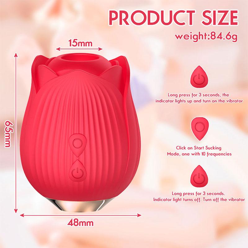 Вибраторы Rose Clit Sucker для женщин, 10-частотный мощный стимулятор клитора, вакуумное сосание