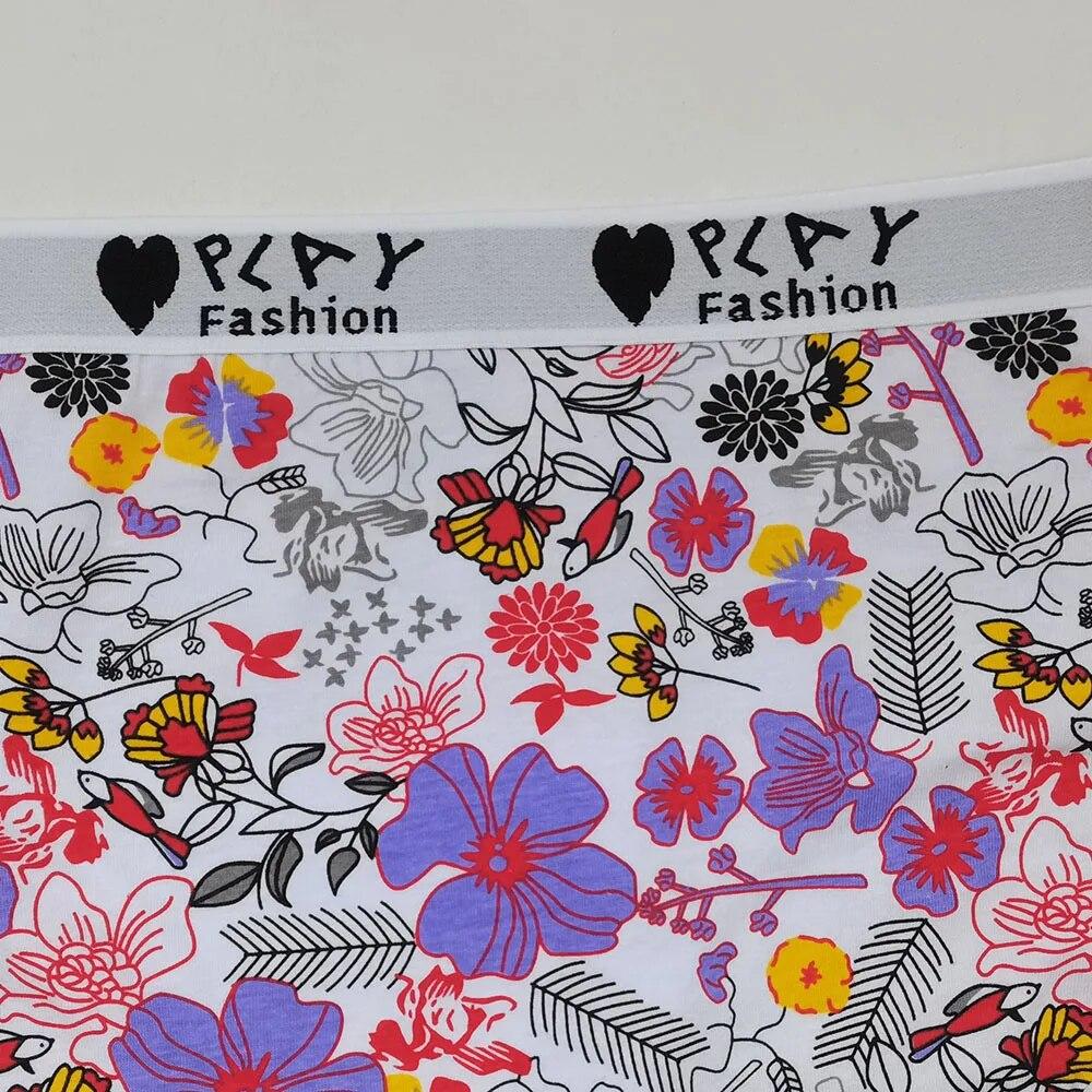 Нижнее белье, женские трусики, хлопковые трусы, трусы с высокой талией, нижнее белье с цветочным принтом, большие размеры, 6 шт./компл.