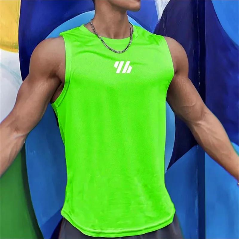 Summer Gym Tank Top Men Mesh Clothing Quick Dry Bodybuilding