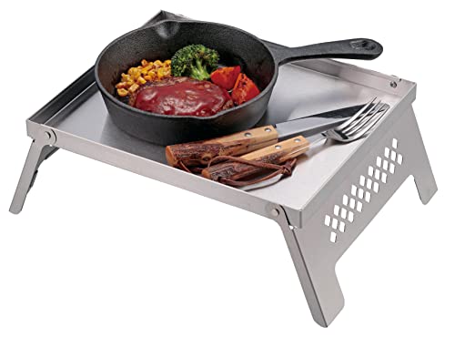 Captain Stag UG-3302 Stainless Steel Fire Pit Stand/Mini Table for Kamadodai B5 Model, Silver