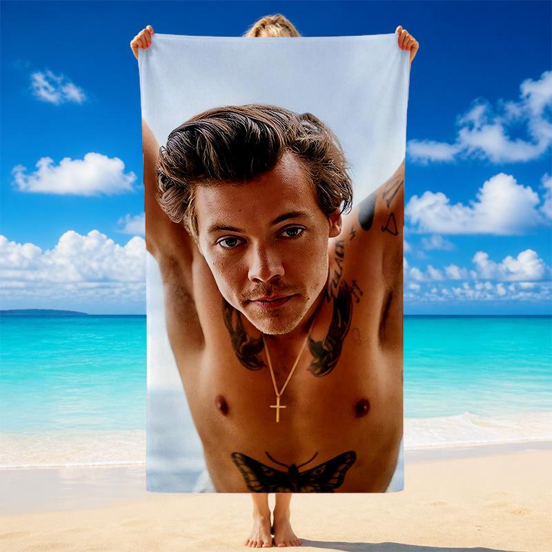 Быстросохнущее микрофибровое пляжное полотенце Harry Styles Мягкое, впитывающее, устойчивое к песку Полотенце для пляжа, бассейна, путешествий Лето