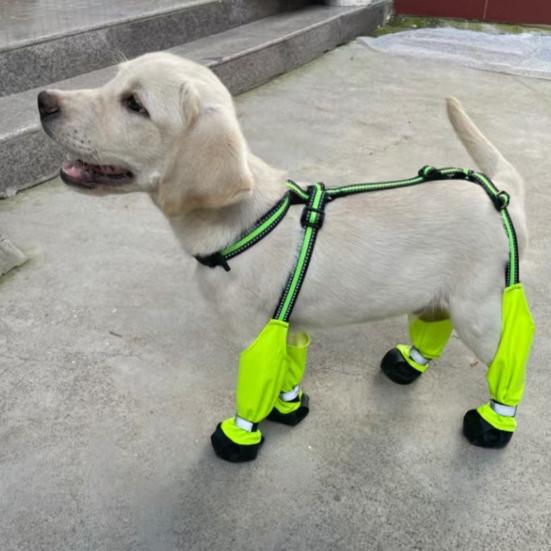 Dog Suspender Booties Anti-Slip Dog Paw Protector Waterproof Boot Leggings Adjustable Dog Suspender Shoes for Winter Snow Rain Hiking
