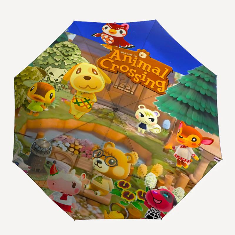 1pc Animal Crossing Automatic Open/close Folding Portable Umbrella with 8-Rib Structure for Women/Men, All-Season Use,0901134