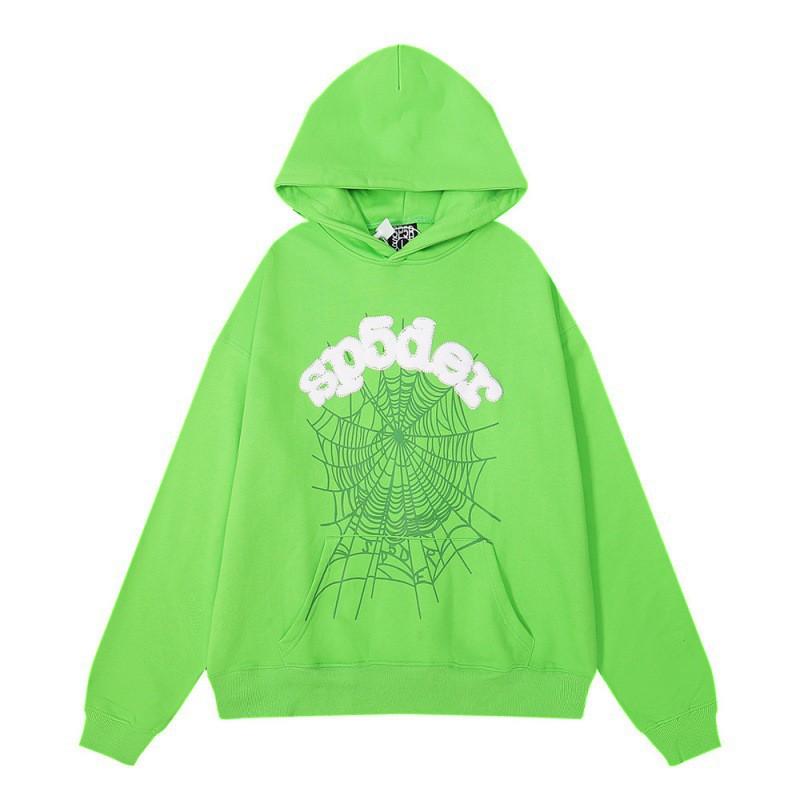 Spider Web Print Hooded Sweatshirt Set Men Women Loose Fit Cotton Fleece Streetwear Winter Outfit