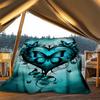 1pc Butterfly Heart Print Outdoor Flannel Blanket Soft All Season Polyester Throw , Perfect for Picnics & Travel , Picnic Accessory