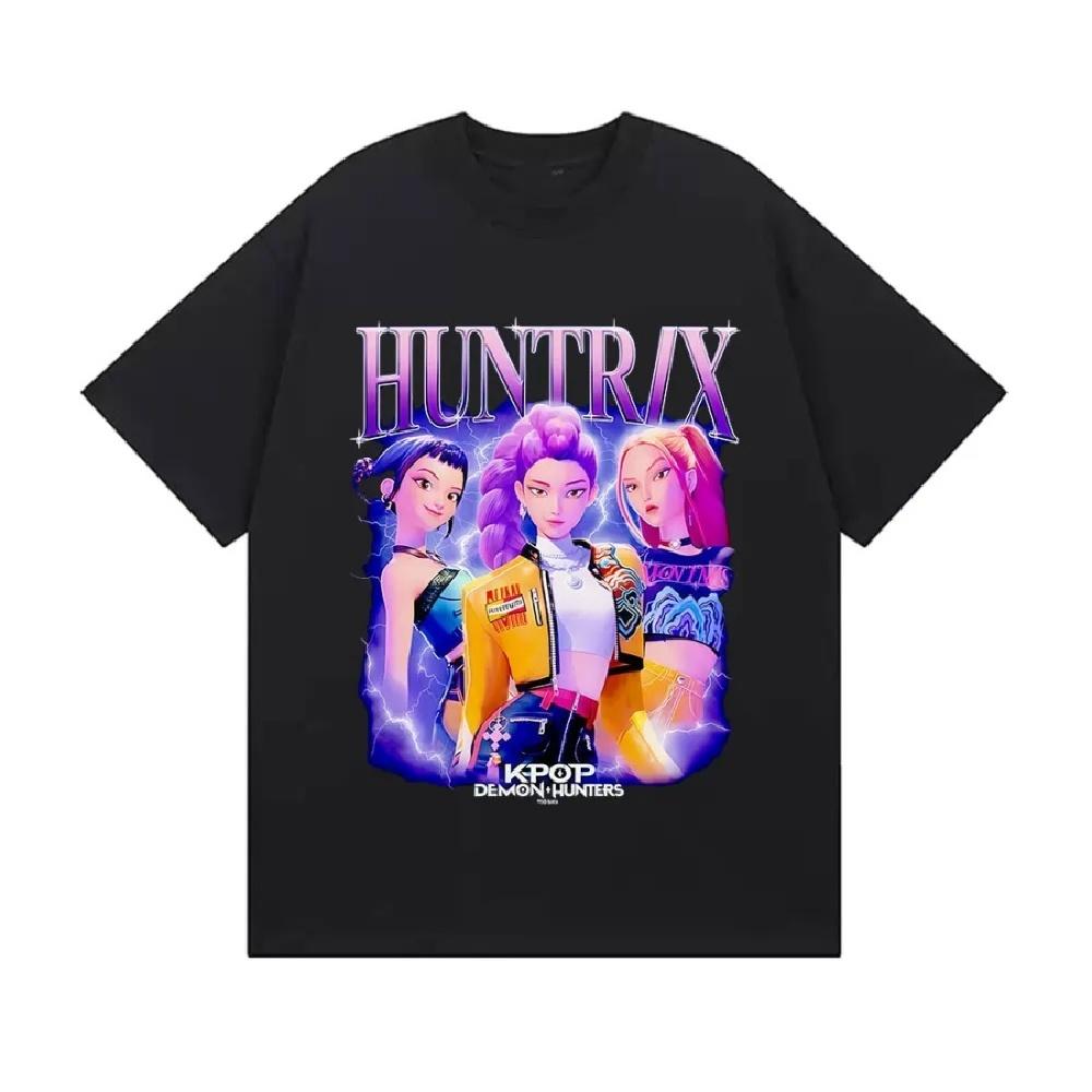Huntrix Kpop Охотники на Демонов Фильм 2025 Графические Футболки Мужские Женские Высокое Качество Мода Оверсайз Хлопковая Футболка Харадзюку Топы