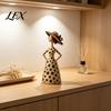 Durable Resin Crafts Vintage Cat & Lady Sculpture, Artistic Striped Statues, Small Sculptures for Living Room Elegant Polka Dot Ornament, Housewarming