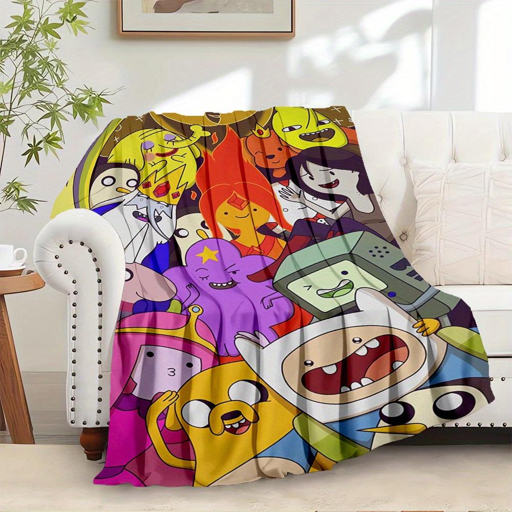 1pc Flannel Throw Blanket, Adventure Time,Cartoon Characters,FriendshipPattern Printed Blanket, Warm Cozy Soft Blanket For Couch Bed Sofa Ca