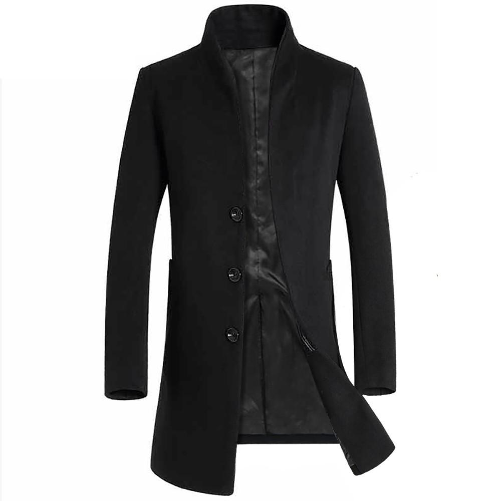 Men's Jacket Warm Winter Trench Long Outwear Button Smart Overcoat Coats