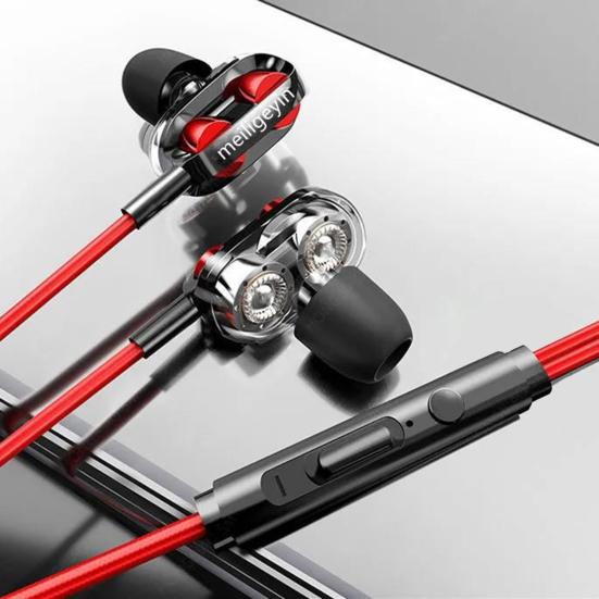 Проводные наушники-вкладыши C52 с шумоподавлением, внутриканальные, с проводным управлением, металлические, с двойным подвижным излучателем, восьмиядерные