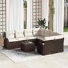 VidaXL 9-Piece Garden Sofa Set with Cushions Brown Poly Rattan 3345978