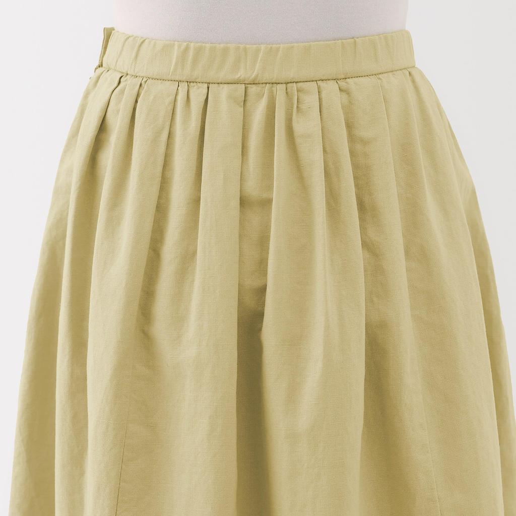 MUJI Women's Hemp Cotton Easy Long Skirt, BE1VBA5S, Yellow, Size L