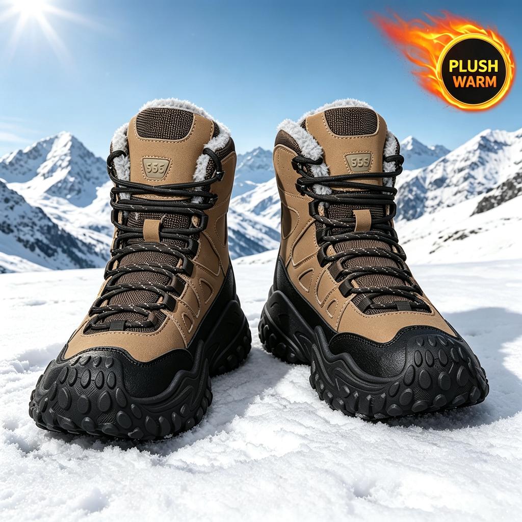 Men Warm Lined Outdoor Boots High Top Shoes Winter Walking and Commuting Casual Outdoor Travel Seasonal Everyday Footwear Sizes 39-48