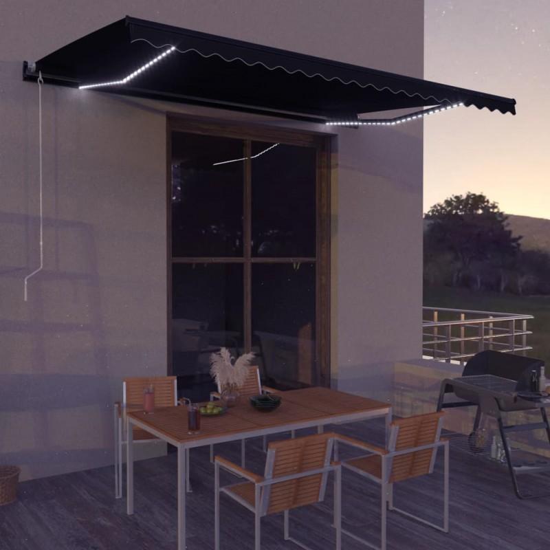 Day and Night - Day and Night Manual Retractable Awning with Anthracite Gray LED 500x300 Cm