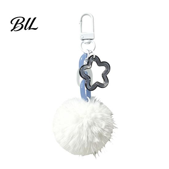 Bag Decorative Accessories Plush Ball Keychain, Fluffy Pompom Pendant with Hollow Star, Backpack Multi Purpose Hanging Accessory Purse Accessories,