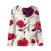 Women's Fashion Valentine's Day Printed Long Sleeve Cardigan Button Jacket