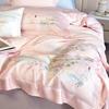 Four-piece Set of Pure Cotton Bedding, Embroidered Skin-friendly and Breathable Quilt Cover, Bed Sheet Quilt Pillowcase Set