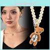 Trendy And Sweet Plush Bear Pearl Necklace For Women Perfect For Fashionable Accessories