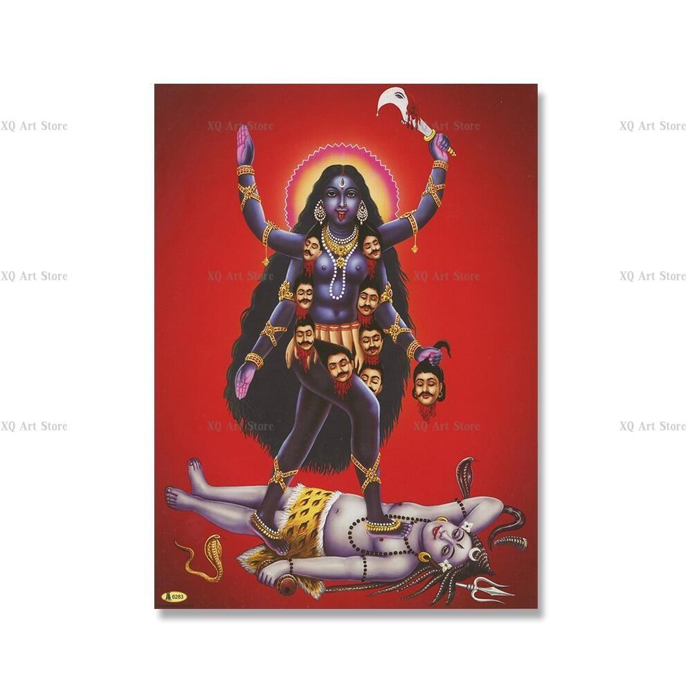 Винтажный постер в индуизме Дурга Шива Вишну, холст, картина, настенная картина, художественные принты с индуистской преданностью для дома, гостиной, без рамы