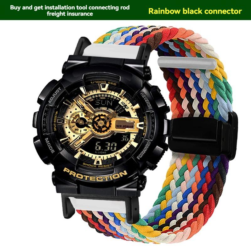 Для часов Casio с магнитной нейлоновой ремешком 16 мм для активного отдыха G-SHOCK GA110 100 120 GA900 GA2100 DW-5600 GW-B5600 GW-M5610 Спортивный ремешок